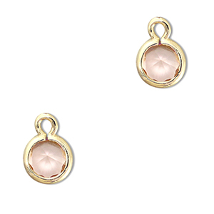 Crystal glass charms round Peach-Gold