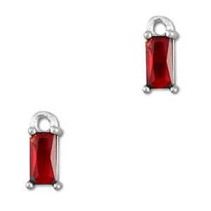 Crystal glass charms rectangle Red-Silver
