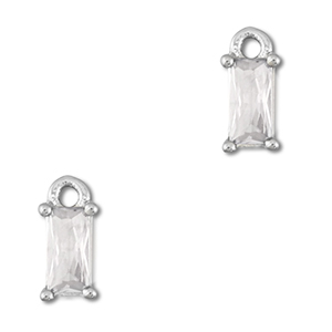 Crystal glass charms rectangle Transparent-Silver