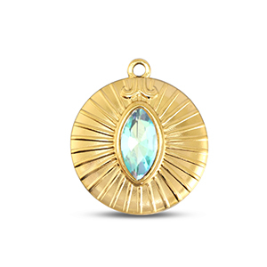 BY31&reg; Stainless steel charms round Gold-Aqua