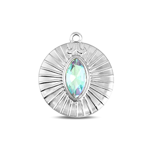 BY31&reg; Stainless steel charms round Silver-Aqua