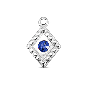 BY31&reg; Stainless steel charms rhombus Silver-Sapphire Blue