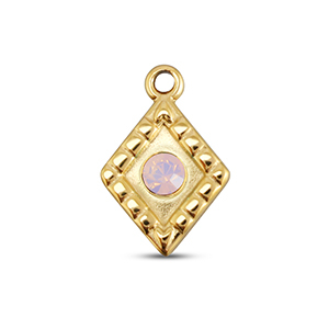 BY31&reg; Stainless steel charms rhombus Gold-Soft Pink Opal
