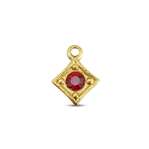 BY31&reg; Stainless steel charms rhombus Gold-Ruby Red