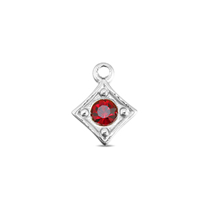 BY31&reg; Stainless steel charms rhombus Silver-Ruby Red