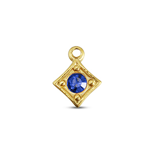 BY31&reg; Stainless steel charms rhombus Gold-Sapphire Blue