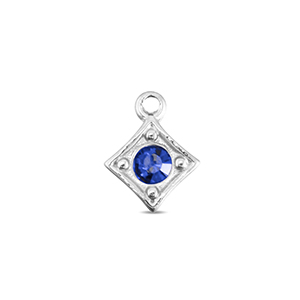 BY31&reg; Stainless steel charms rhombus Silver-Sapphire Blue