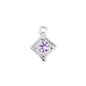 BY31&reg; Stainless steel charms rhombus Silver-Light Lilac
