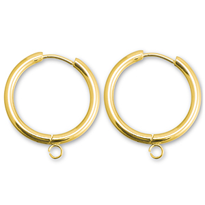 Stainless steel earrings creole with loop 19mm Gold
