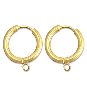 Stainless steel earrings creole with loop 17mm  Gold