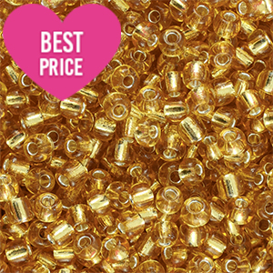 Glass seed beads 6/0 (4mm) Silverlined Light Yellow Gold
