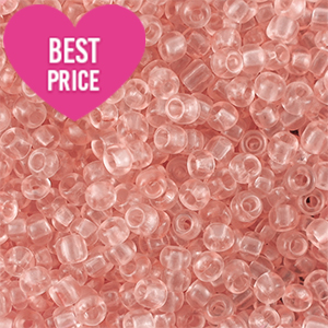 Glass seed beads 8/0 (3mm) Transparent Light Peach Pink