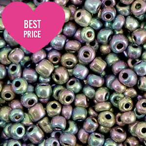 Glass seed beads 8/0 (3mm) Metallic Shine Multicolour Silver