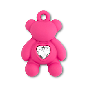 Statement charms bear with heart Fuchsia