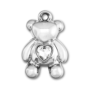 Statement charms bear with heart Silver