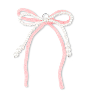 Statement charms double bow White-Pink