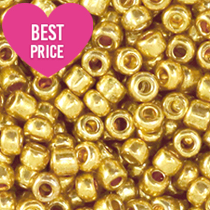 Glass seed beads 12/0 (2mm) Metallic Shine Gold