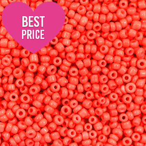 Glass seed beads 12/0 (2mm) Neon Coral Red