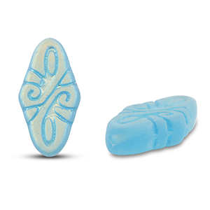 Czech Beads arabesque 19x9mm Light Blue-Frosted