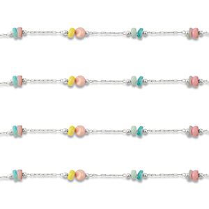 Stainless steel findings belcher chain disc Silver-Multicolour