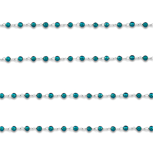 Stainless steel findings belcher chain round Silver-Turquoise Blue