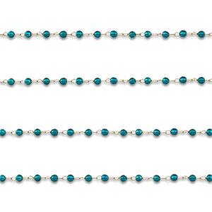 Stainless steel findings belcher chain round Gold-Turquoise Blue