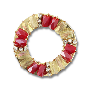 Top faceted charms round Red-Transparent AB-Gold