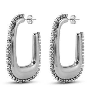 Stainless steel earrings / earpins oval Silver