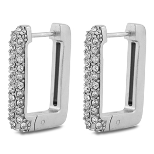 Stainless steel earrings / creoles rectangle Silver