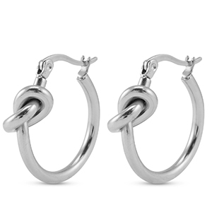 Stainless steel earrings / creoles knot Silver
