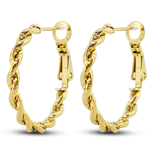 Stainless steel earrings / creoles twisted Gold