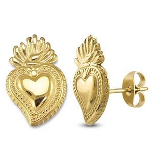 Stainless steel earrings / earpins heart Gold
