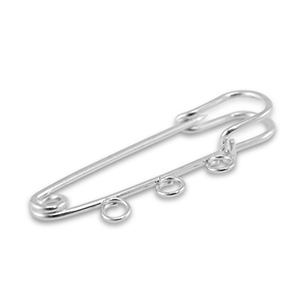 Metal findings ornamental pin with 3 loops Silver