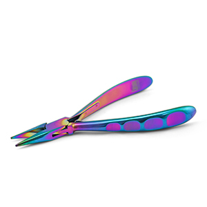 Beadsmith Chroma chain nose pliers with spring Rainbow Titanium