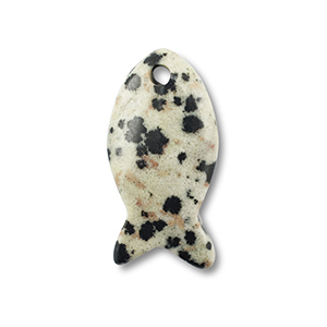 Natural stone charms dalmatian stone fish Greige-Black