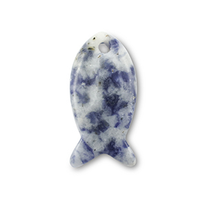 Natural stone charms sodalite and microcline fish Blue-White