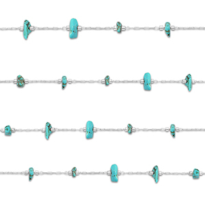 Stainless steel findings belcher chain Howlite irregular Silver-Turquoise
