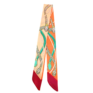 Bandana scarf with snake Apricot Orange-Green-Dark Red
