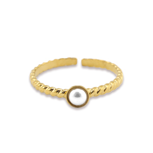Stainless steel rings pearl Gold-White