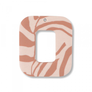 Polymer pendants square Light Peach Pink-Light Brown