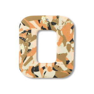 Polymer pendants square Brown-Pink-White-Gold