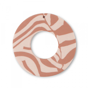 Polymer pendants round Light Peach Pink-Light Brown