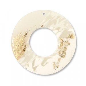 Polymer pendants round Off White-Beige-Gold