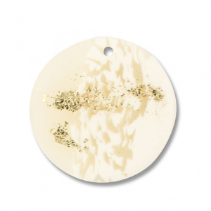 Polymer pendants round Off White-Beige-Gold