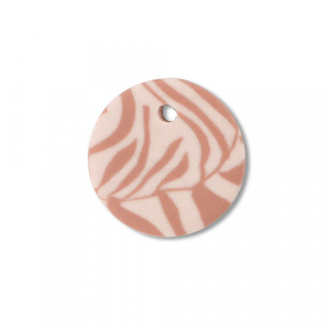 Polymer pendants round Light Peach Pink-Light Brown