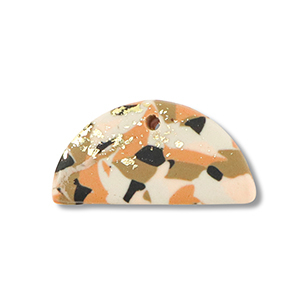 Polymer pendants semicircle Brown-Pink-White-Gold