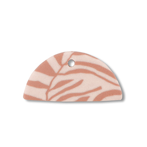 Polymer pendants semicircle Light Peach Pink-Light Brown