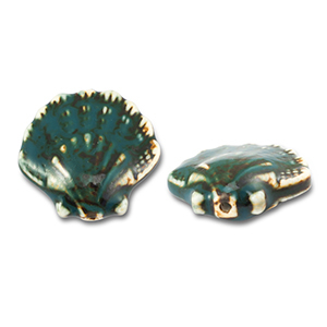 Beads ceramic shell Green-Brown