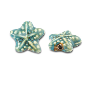 Beads ceramic starfish Teal Blue
