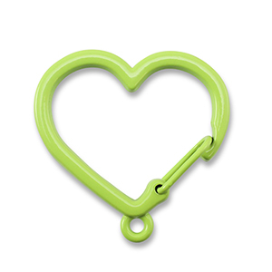 Colourful jewellery findings key chain heart with loop Green